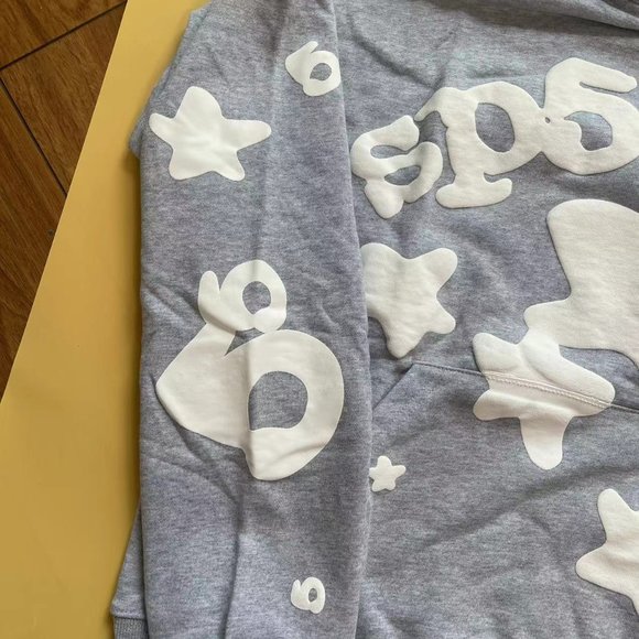 Sp5der Beluga light gray white star spider hoodie - Picture 9 of 10